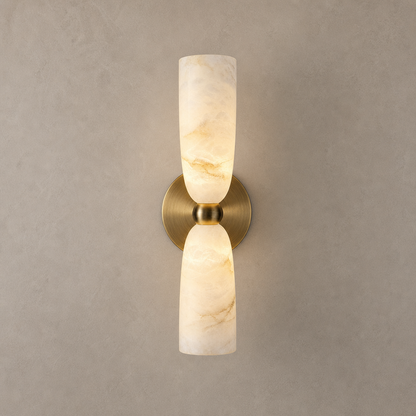 Double Alabaster Cylinder Wall Sconce