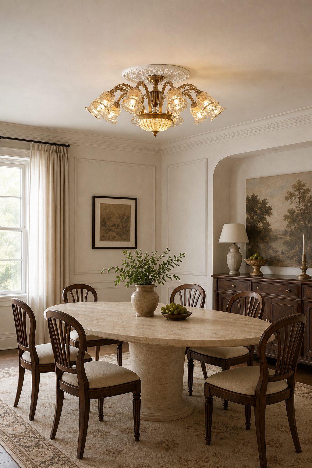 
classic American Brass Floral Crystal Ceiling lamp