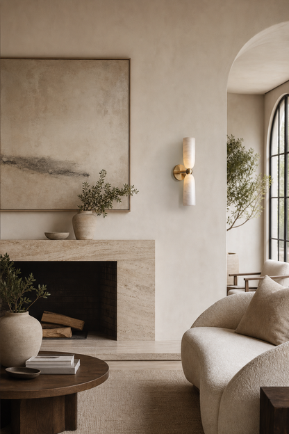 Double Alabaster Cylinder Wall Sconce