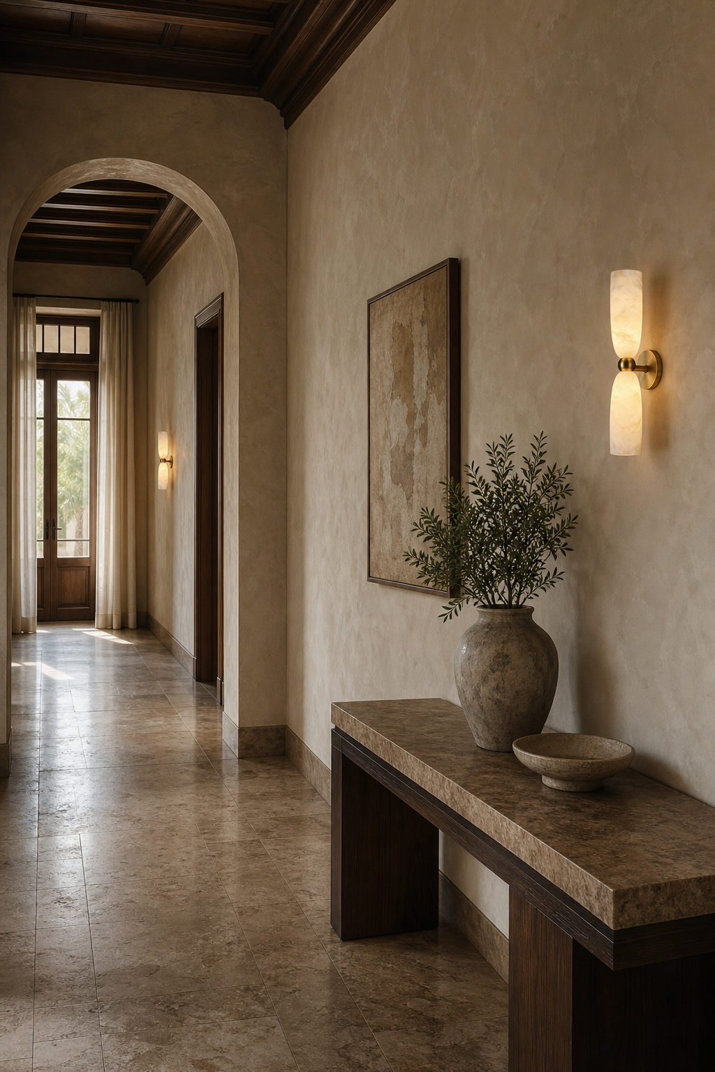 
Double Alabaster Cylinder Wall Sconce