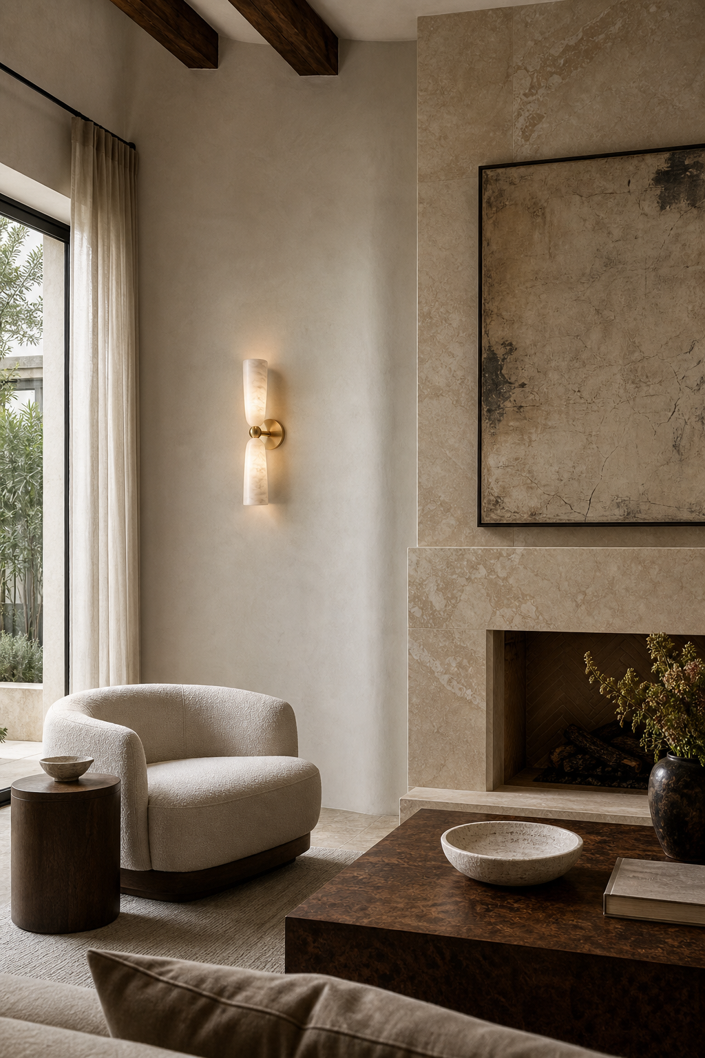 
Double Alabaster Cylinder Wall Sconce