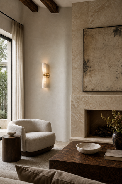 Double Alabaster Cylinder Wall Sconce