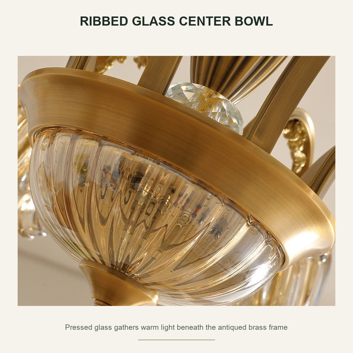 
classic American Brass Floral Crystal Ceiling lamp