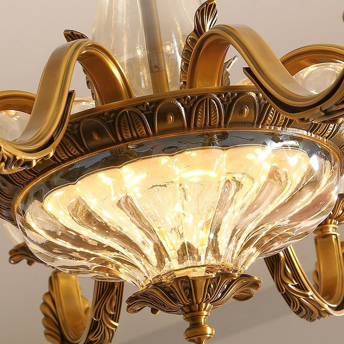 
Antique Brass Fluted Glass Chandelier