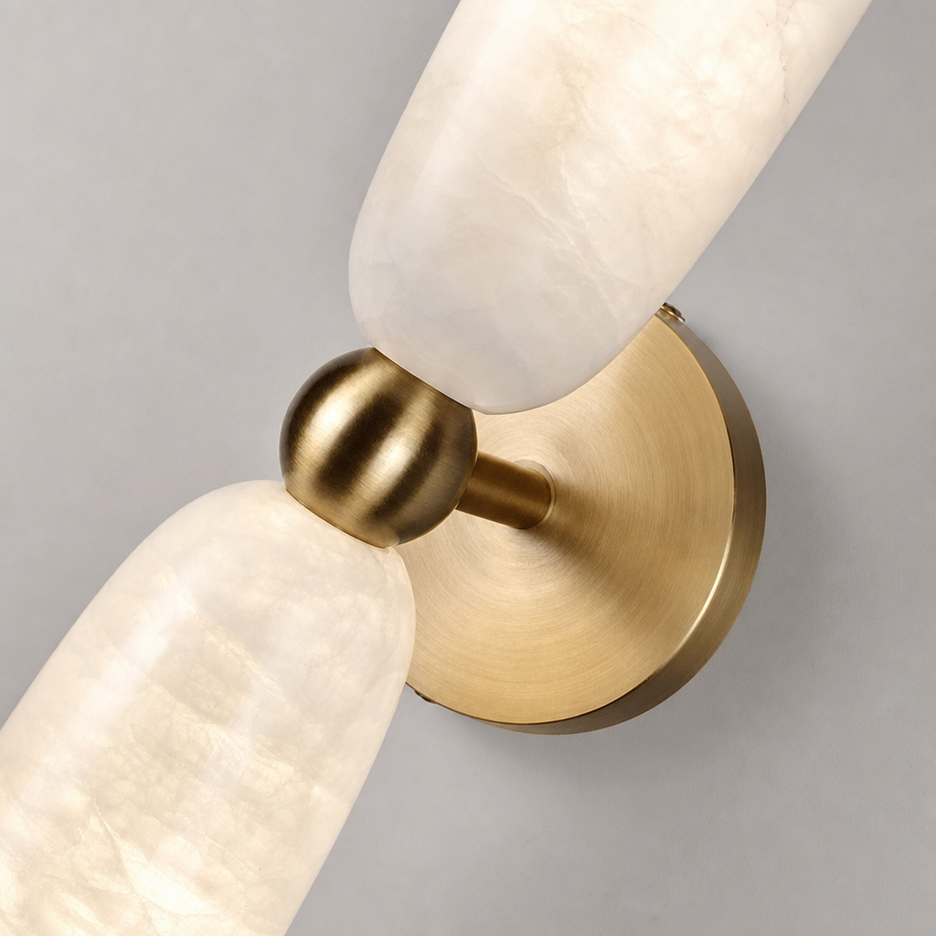 
Double Alabaster Cylinder Wall Sconce