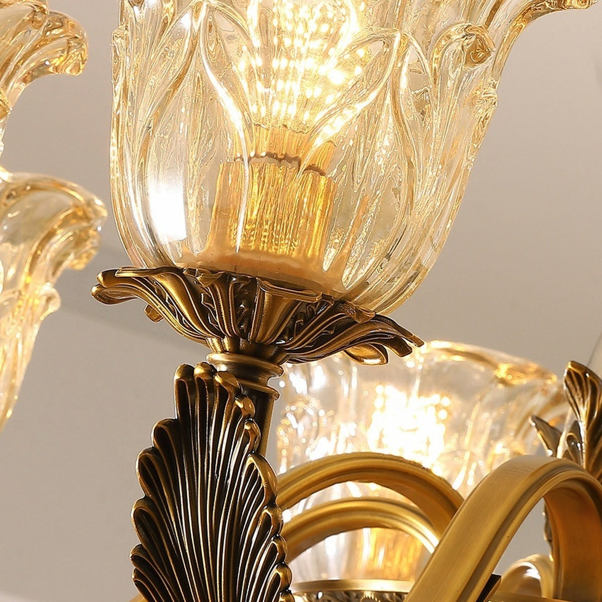 
Antique Brass Fluted Glass Chandelier