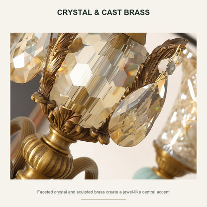 Blue Glazed Ceramic Two-Tier Chandelier
