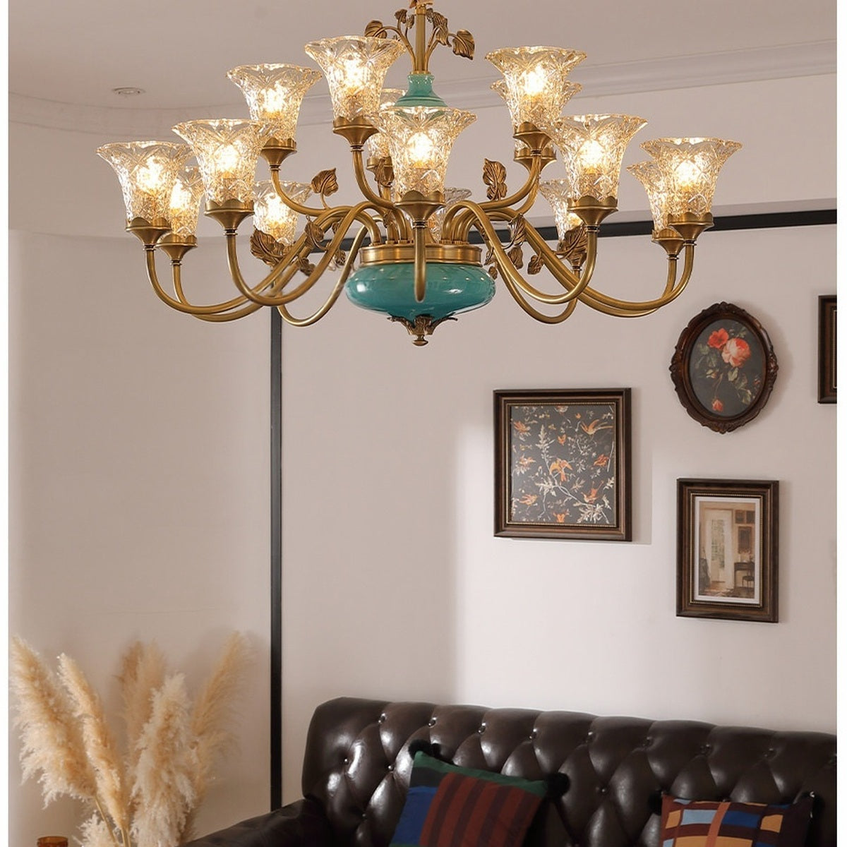 
Turquoise Blue Ceramic Two-Tier Chandelier