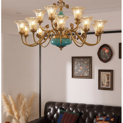 Turquoise Blue Ceramic Two-Tier Chandelier