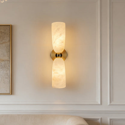 Double Alabaster Cylinder Wall Sconce